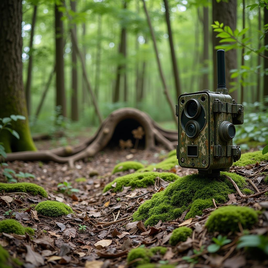 Wildlife Camera Trap Near Scrape