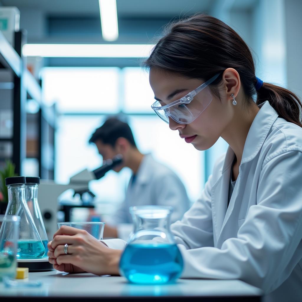 Undergraduate student working in a lab during a winter research program