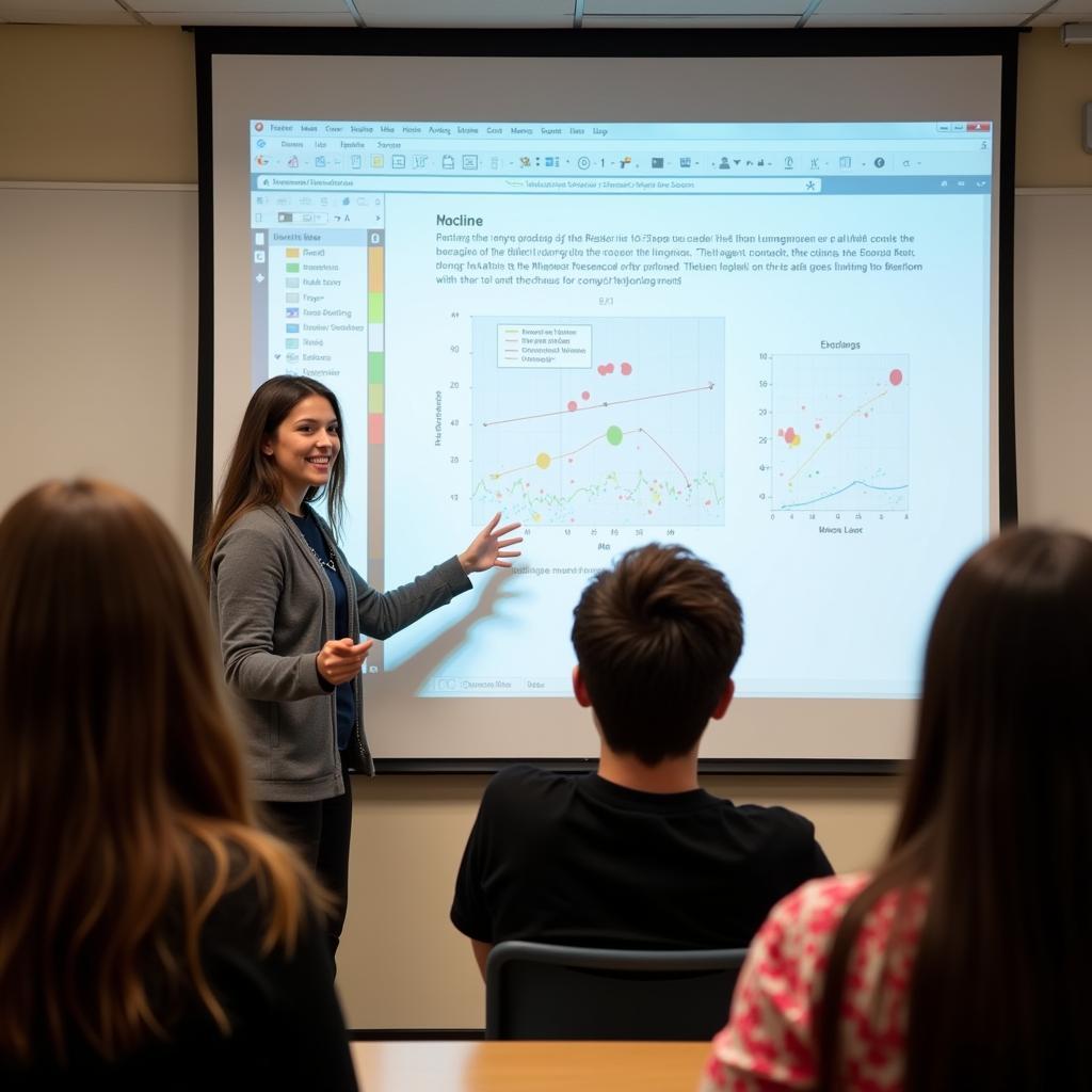 Undergraduate student presenting research findings during a winter program