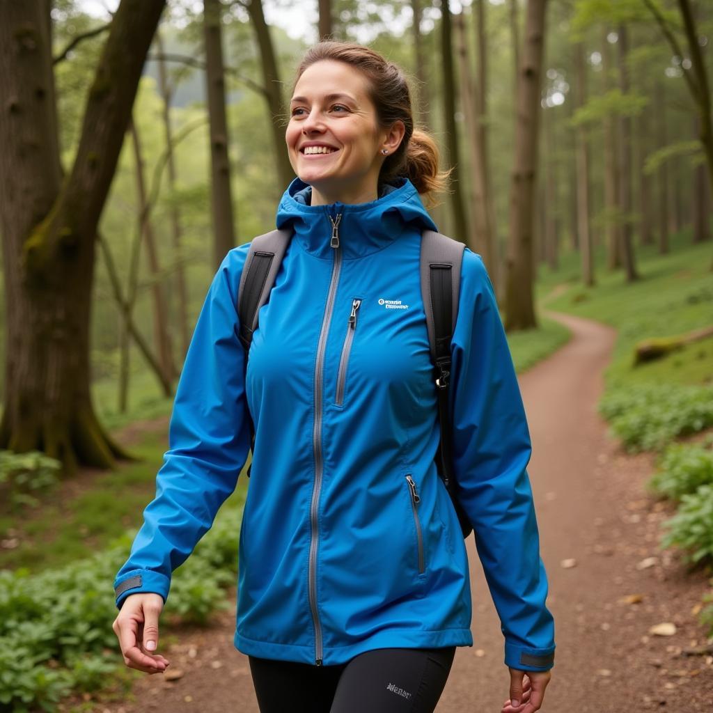 Woman Hiking in Outdoor Research Coldfront Jacket