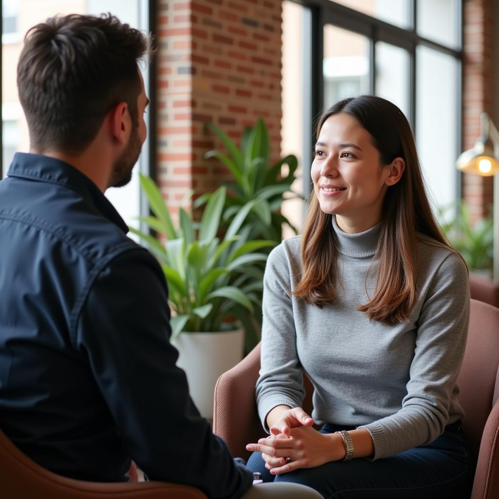 Workforce research group conducting interviews