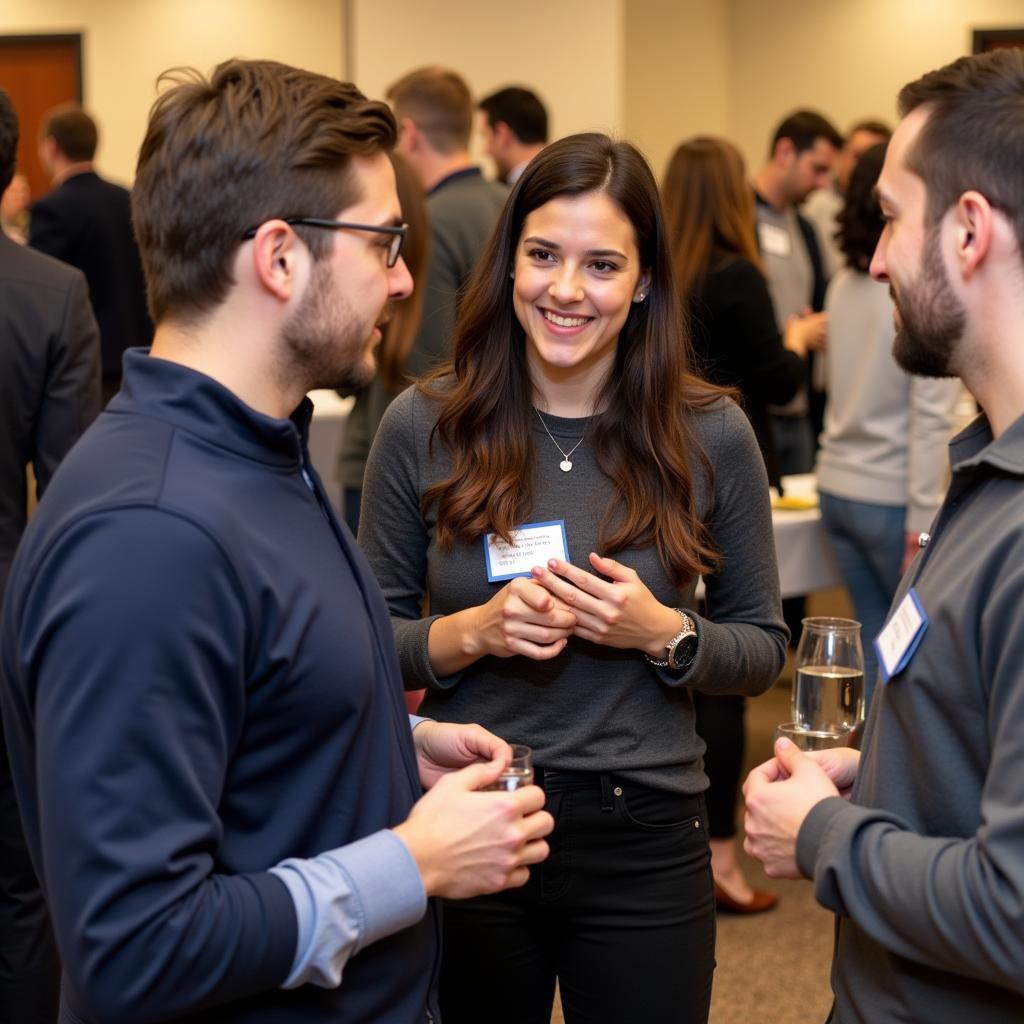 Students and Faculty Networking at WVU Research Symposium