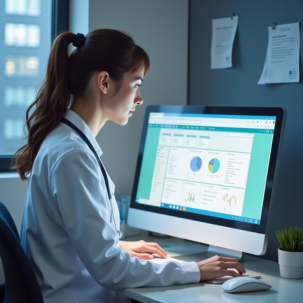 A clinical research assistant reviewing patient data.