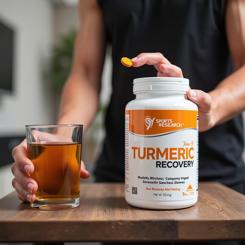 Athlete Taking Sports Research Turmeric Supplement