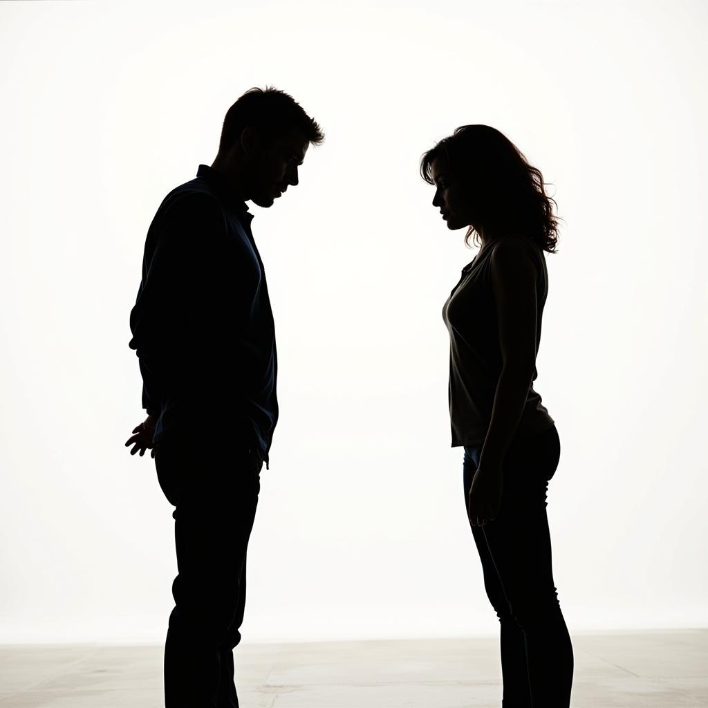 Couple arguing, represented by silhouettes