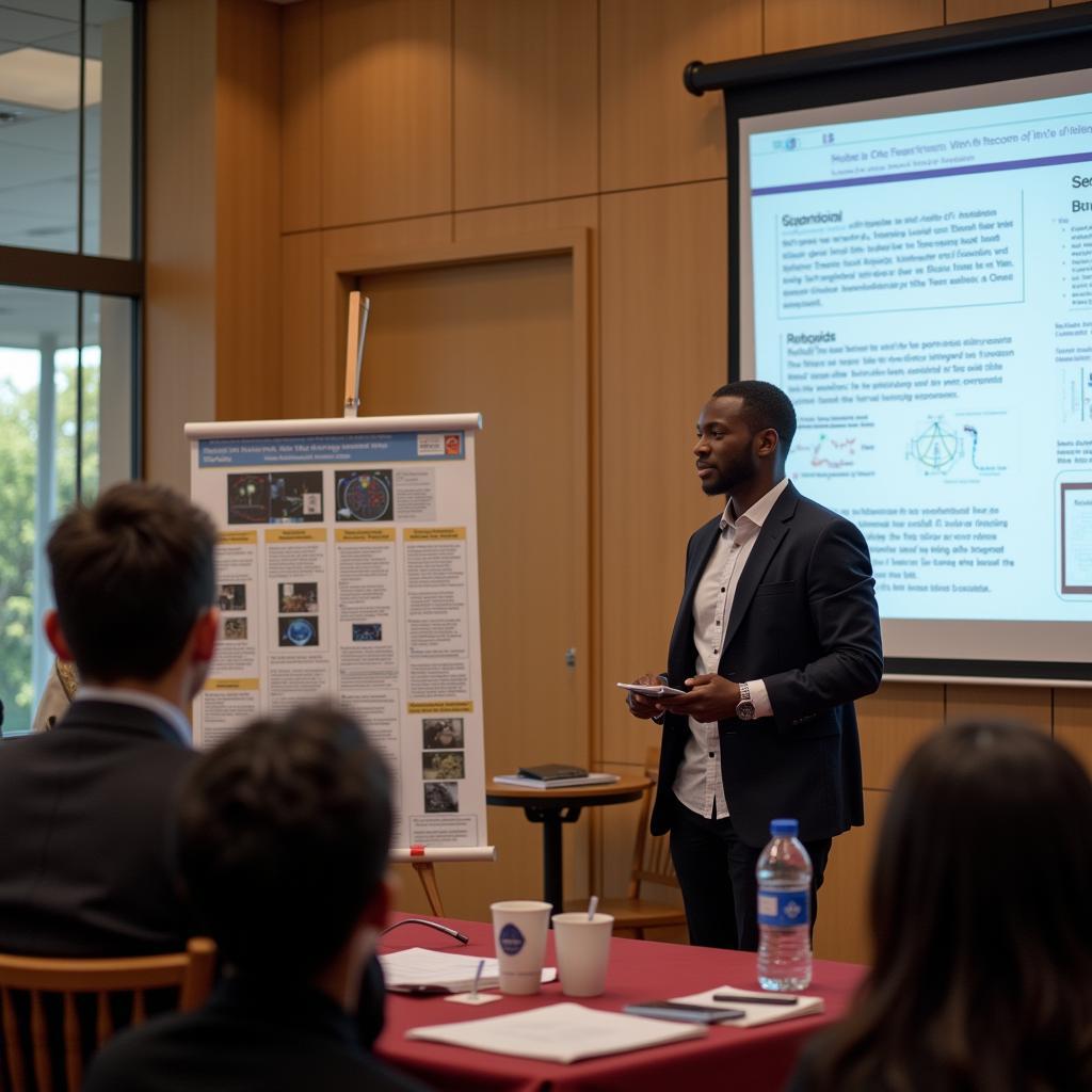 A black student presenting their STEM research