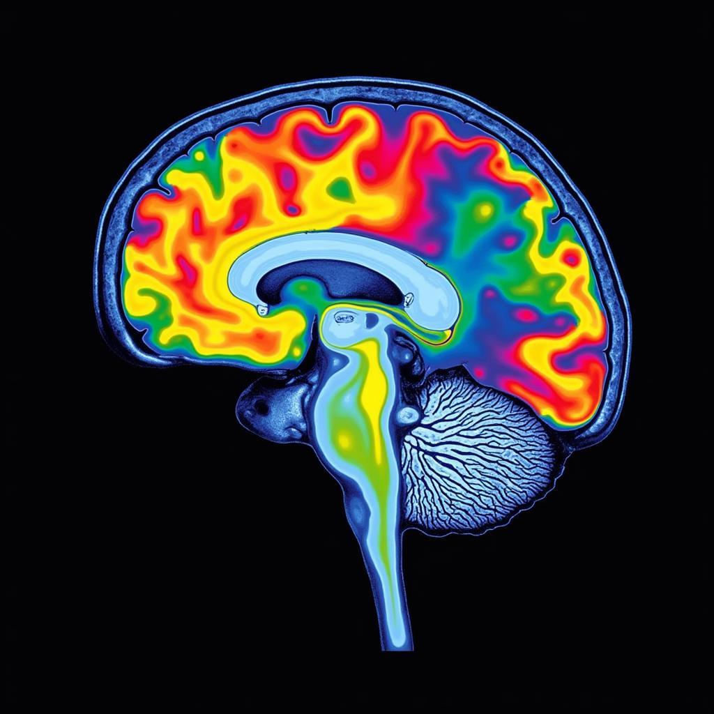 Brain scan showing activity during sensory processing.