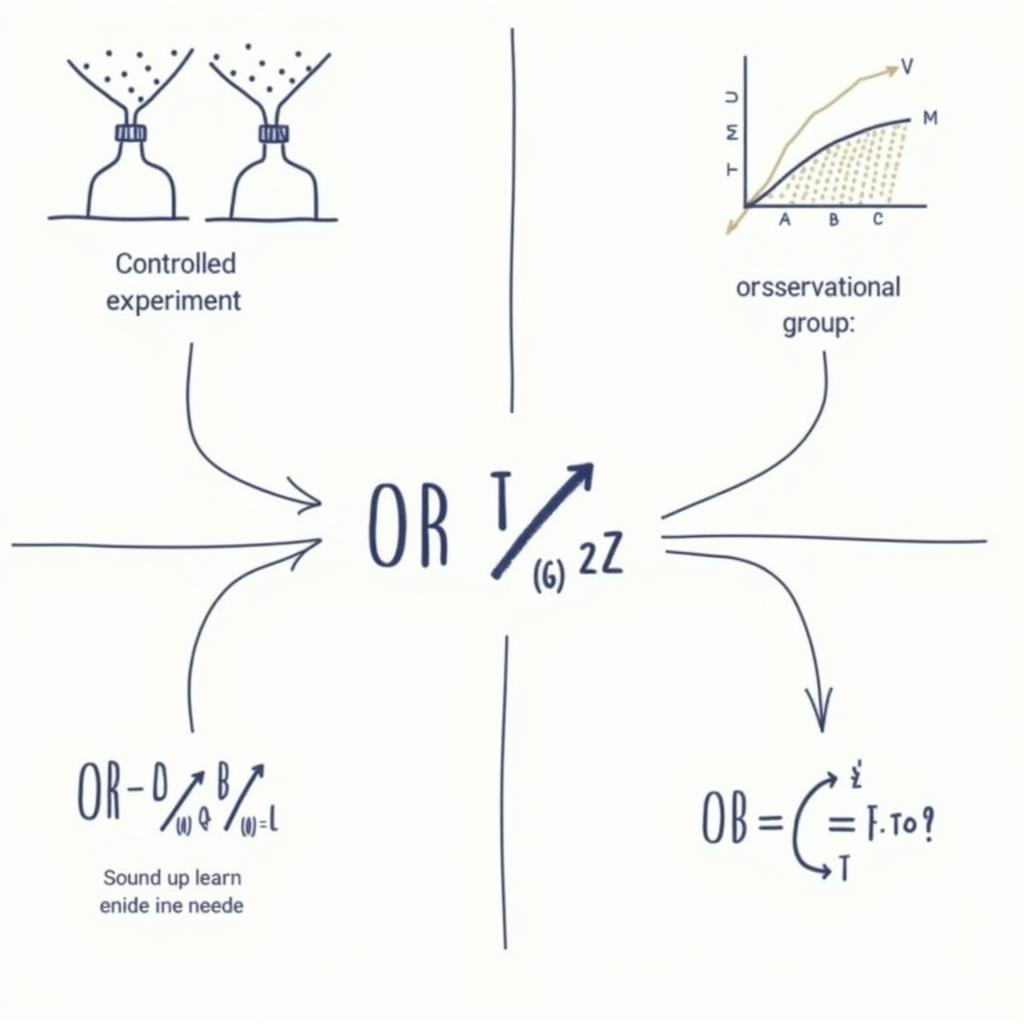 Causal Effects Research Methods: A visual representation of various research methods used to determine causal effects between variables, including controlled experiments, observational studies, and statistical modeling.