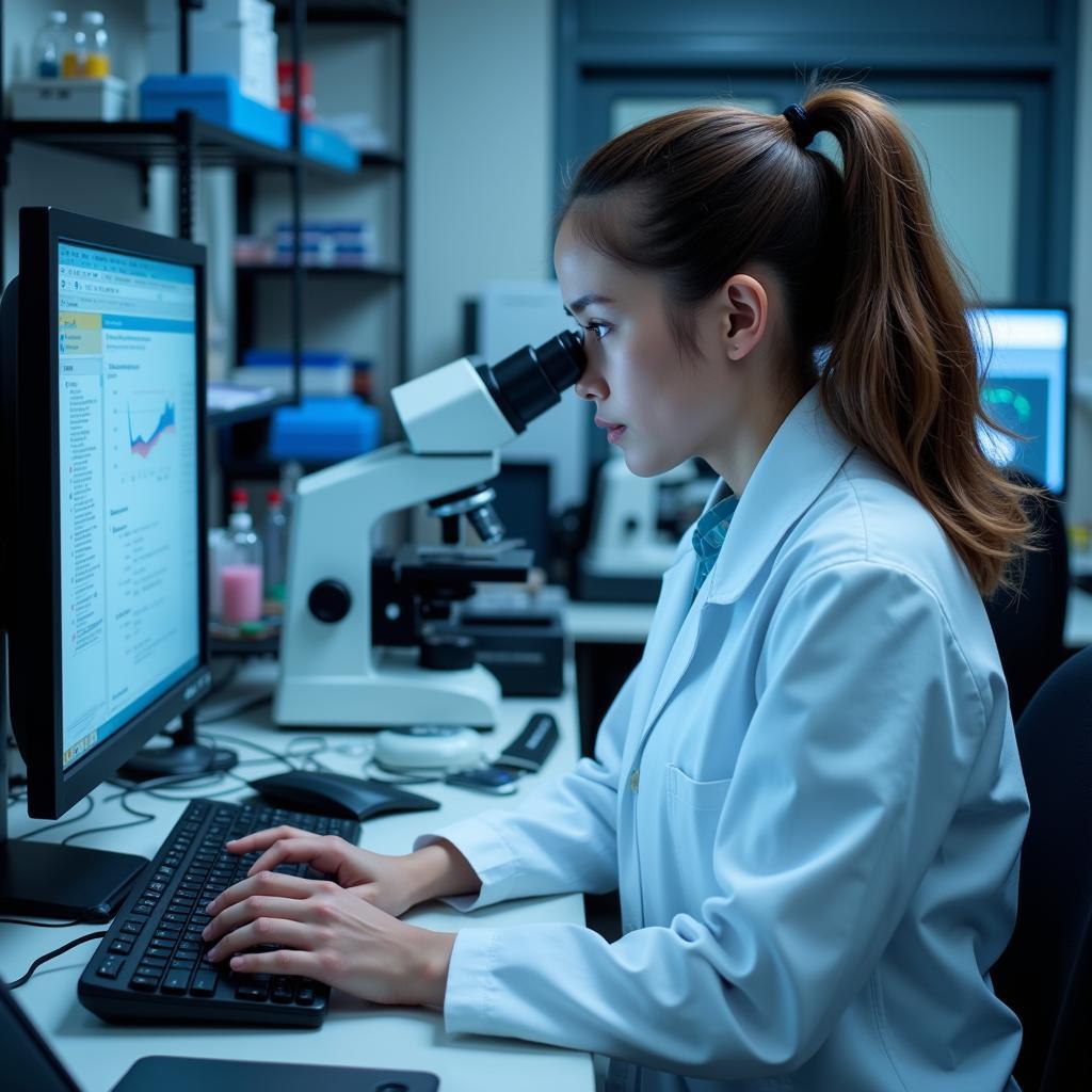 Scientist conducting vision research in a lab