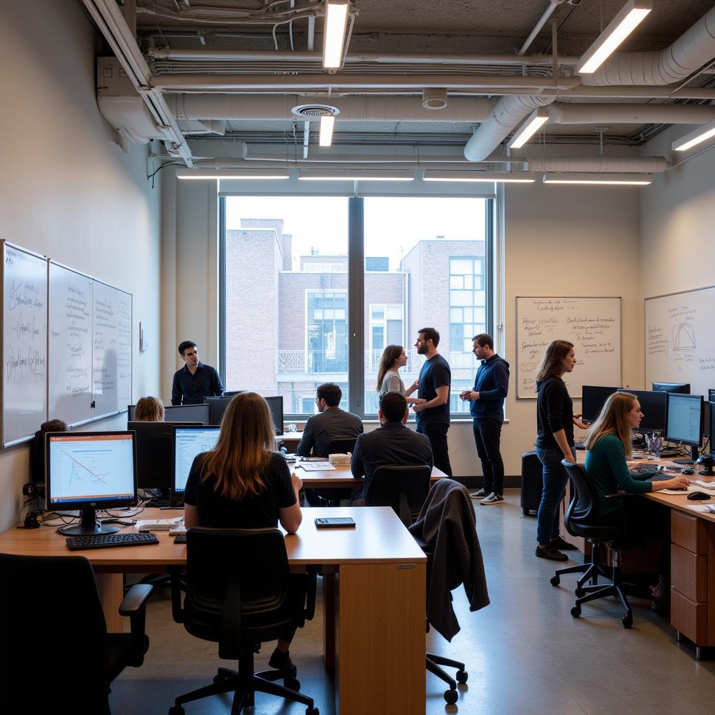 Researchers working in a CMU computer science lab, collaborating on cutting-edge projects.