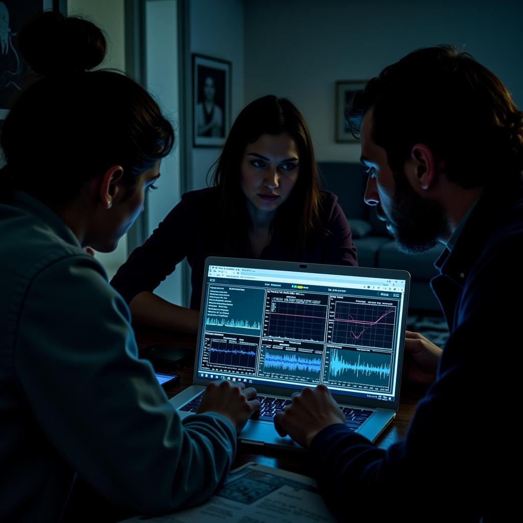 Convex Research Team Analyzing Paranormal Data on a Laptop