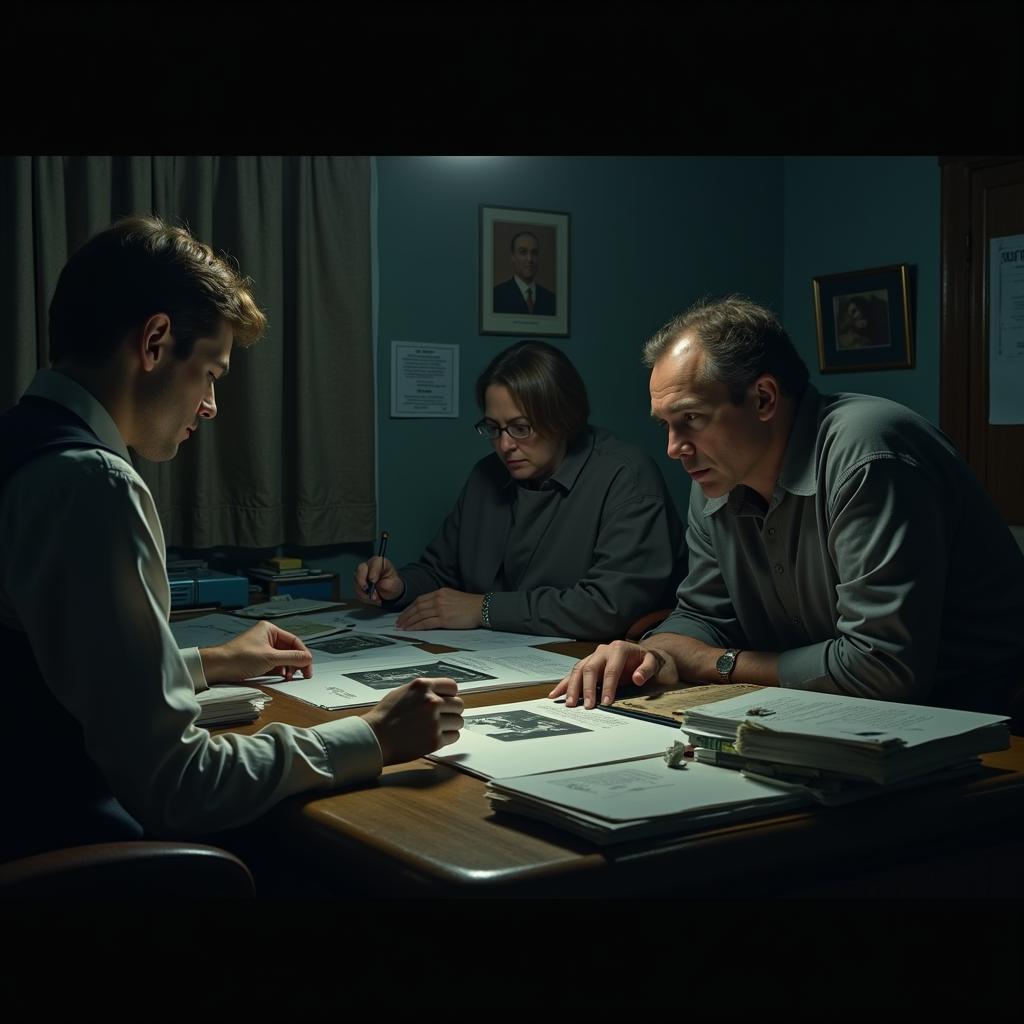 Researchers examining documents at the Cuban Research Institute