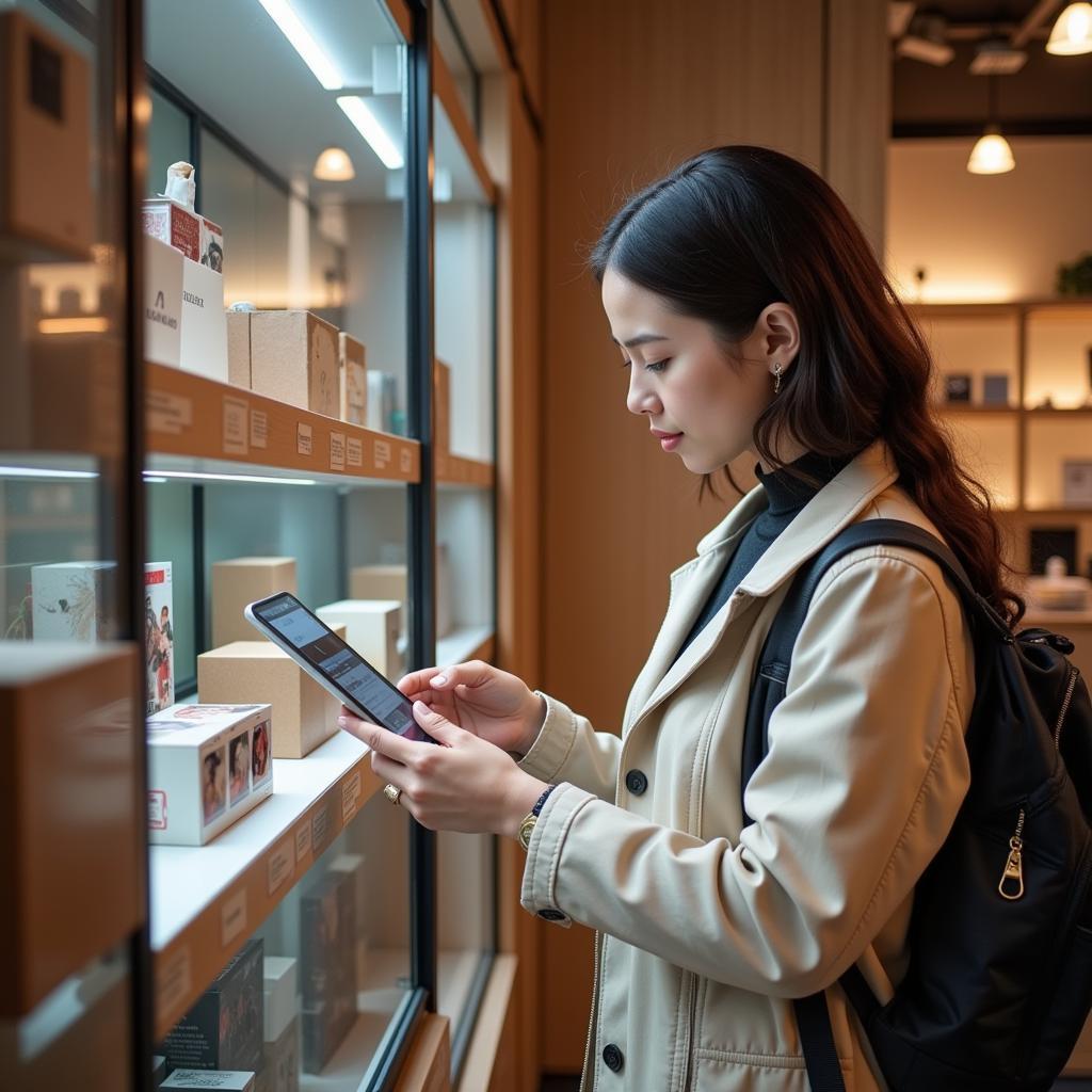 Customer Examining Product