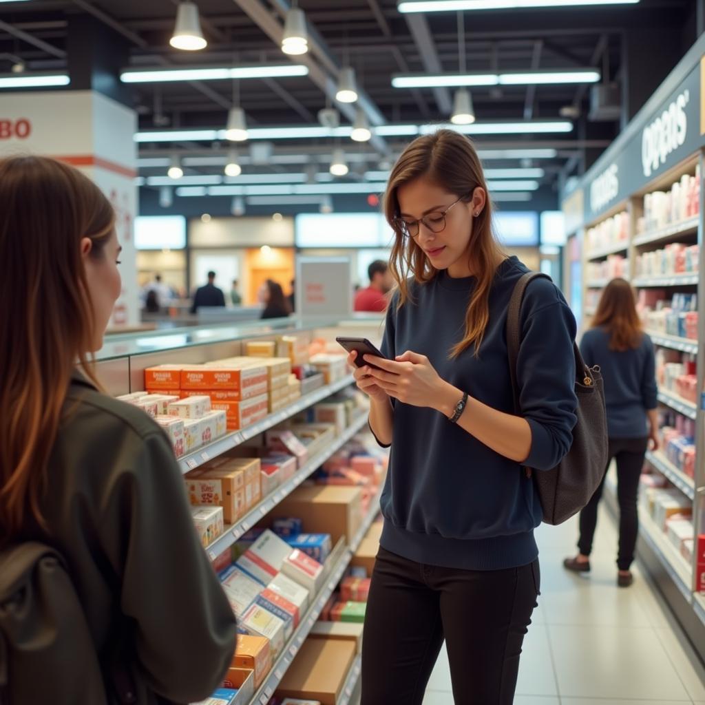 Customer Using Smartphone in Store