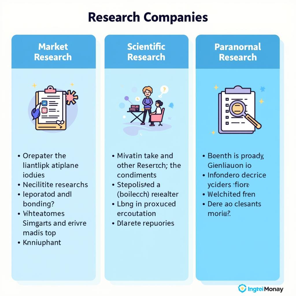 Various types of research companies categorized by their areas of expertise.