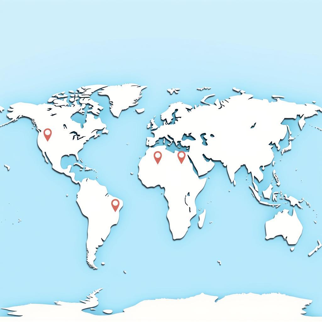 Diverse Clinical Research Locations: A world map highlighting key locations for clinical trials, showing hospitals, research centers, and community clinics across different continents.