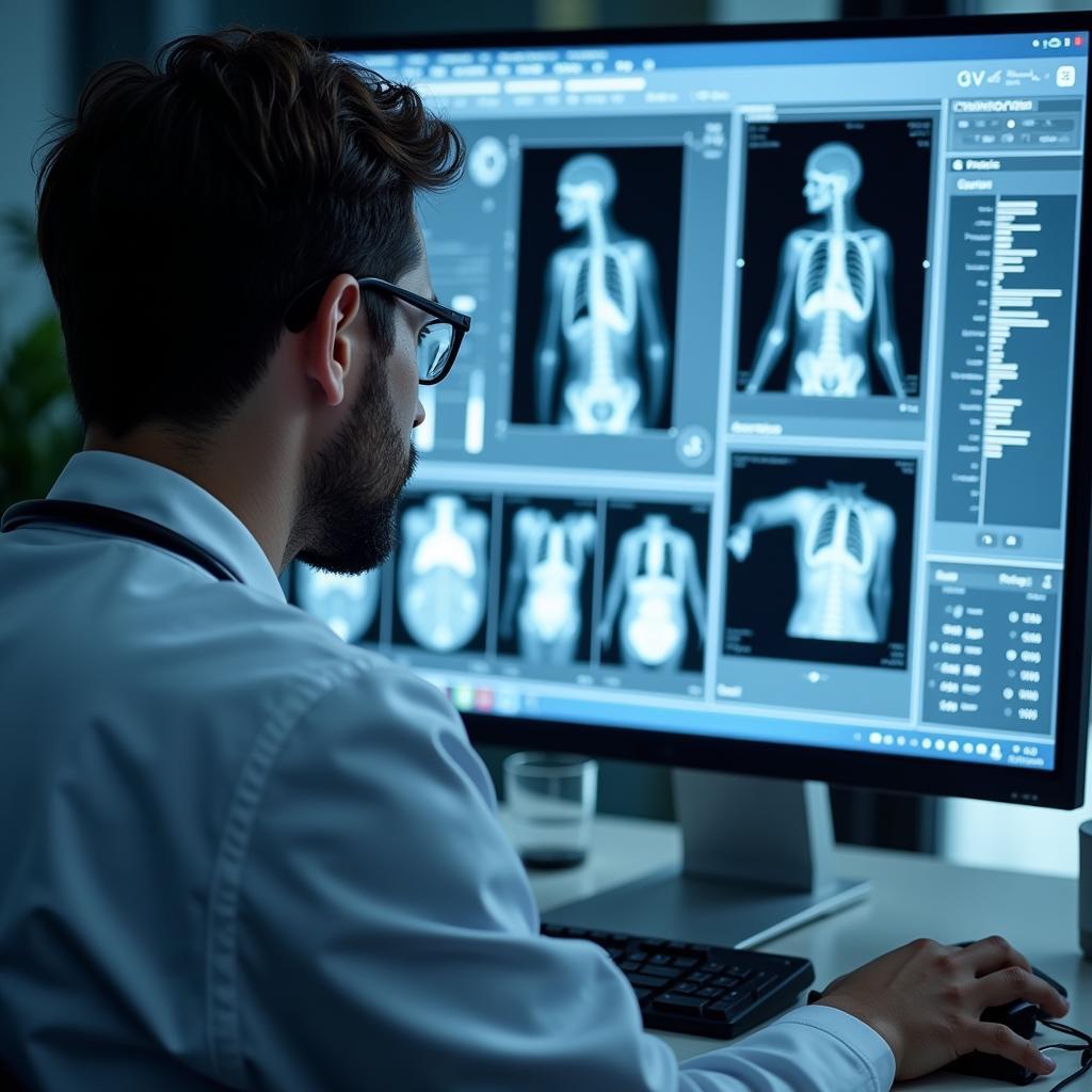 Doctor Analyzing Patient Data on Computer