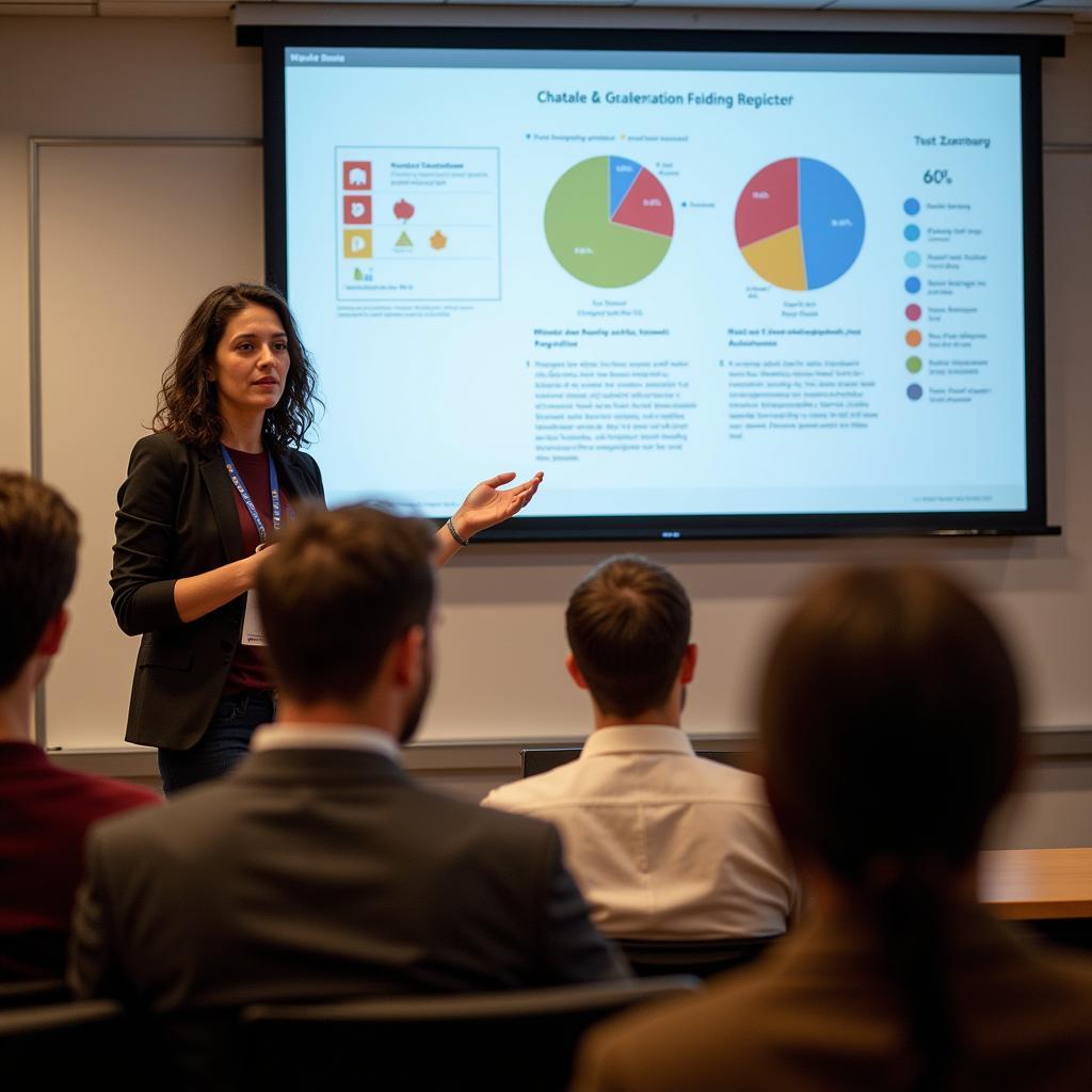 Educational Researcher Presenting Findings at a Conference