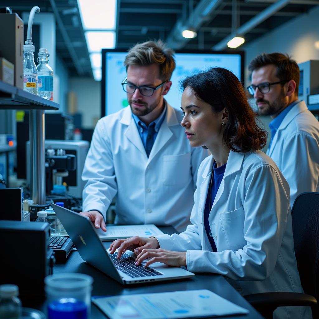 Scientists collaborating in an Energy Frontier Research Center