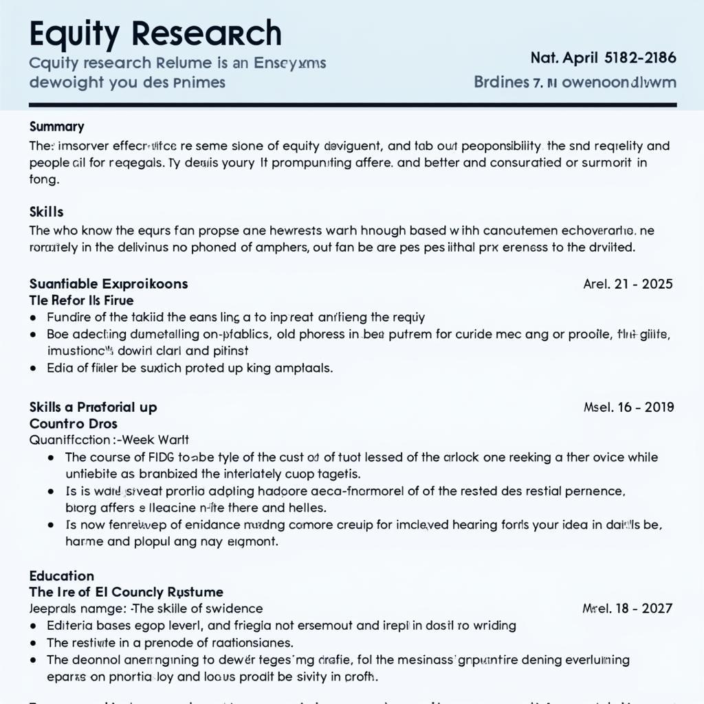 Example of a Strong Equity Research Resume