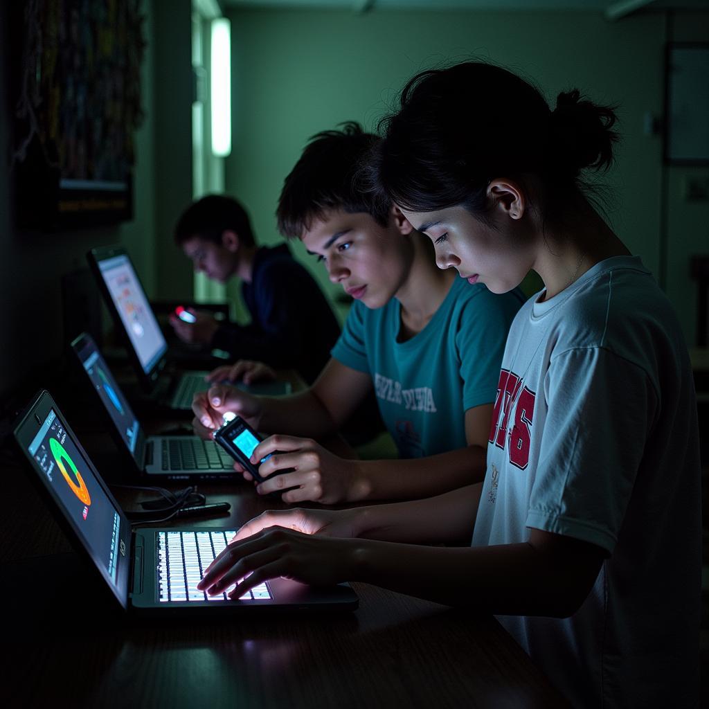 ESF High School Students Using Paranormal Investigation Equipment