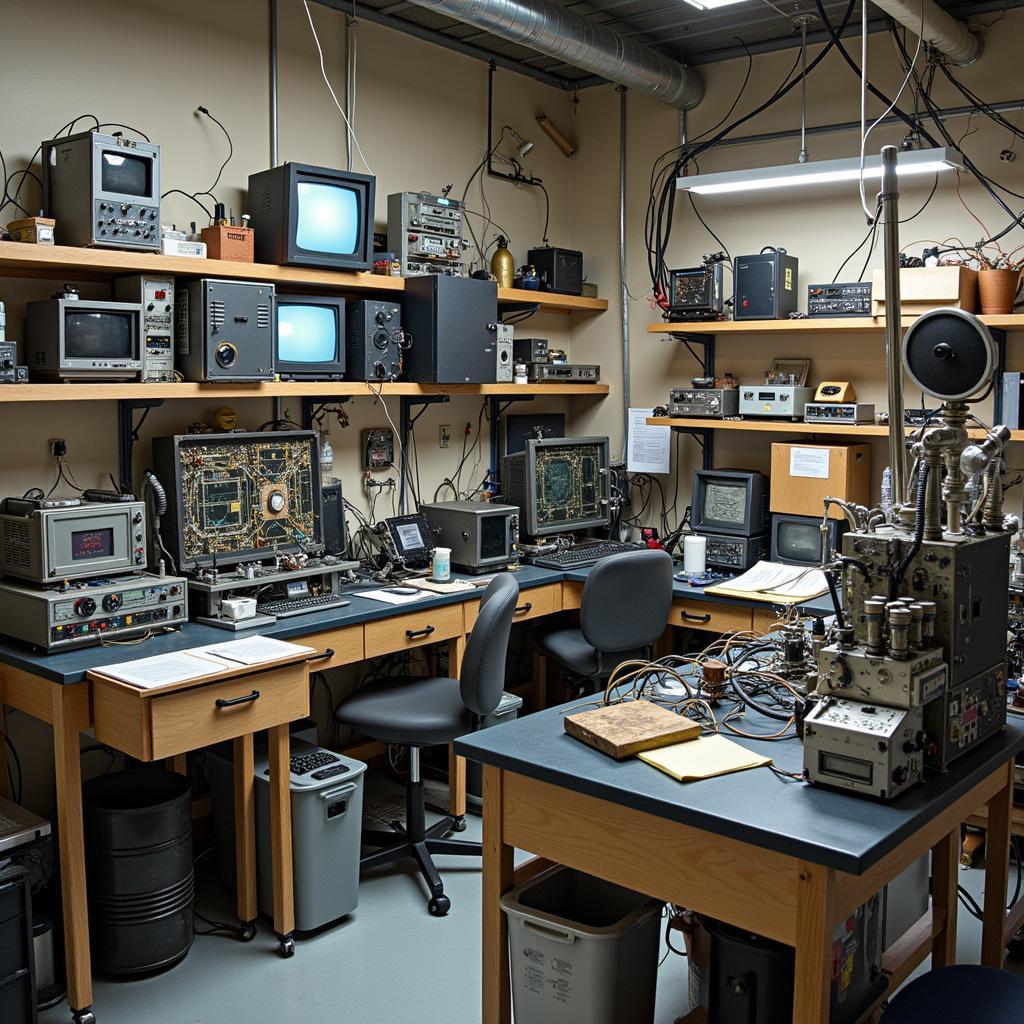 Scientific equipment at Fontaine Research Park that could potentially contribute to unexplained phenomena.