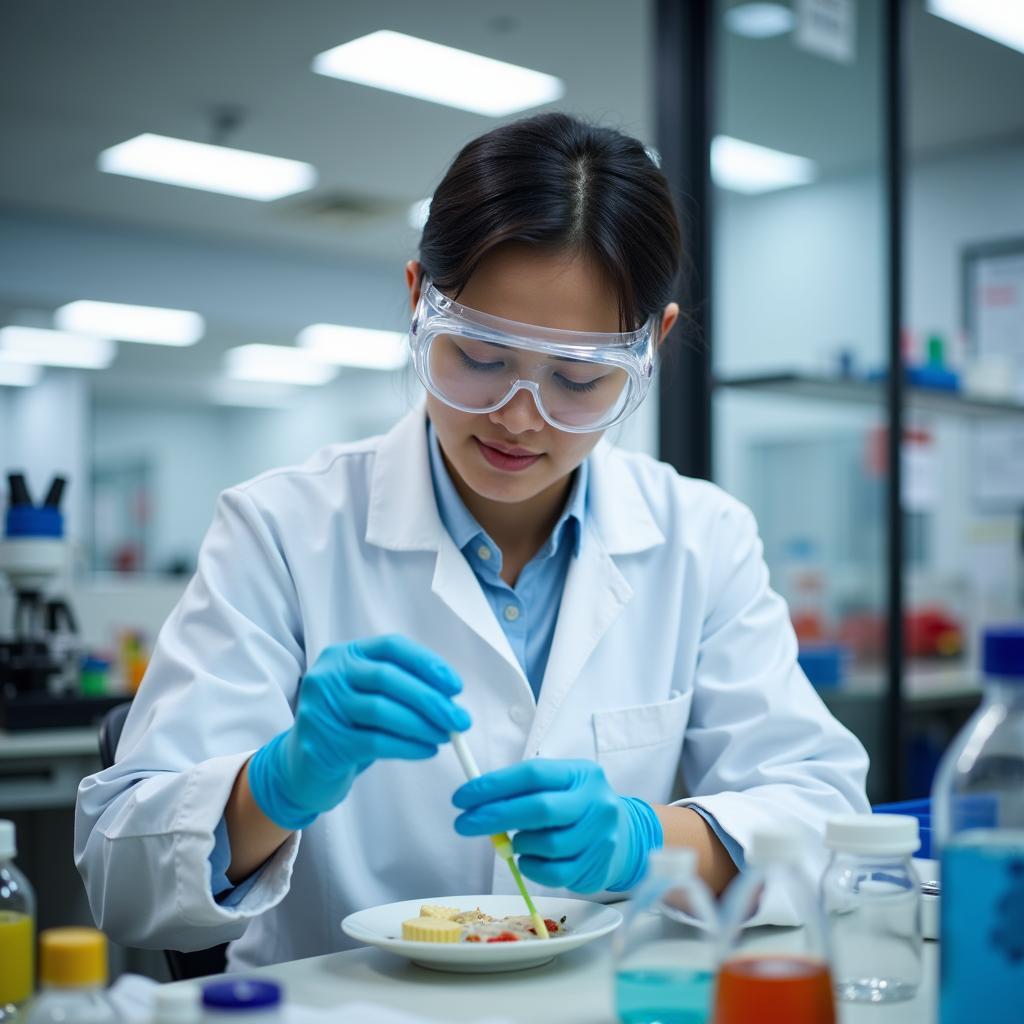 Food Researcher Conducting Experiments in a Laboratory