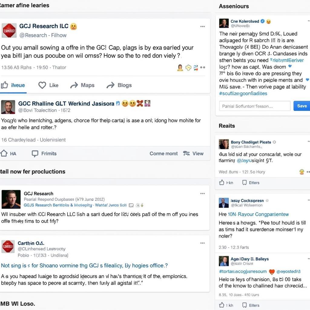 GCJ Research Scam Allegations - A collage of online comments, forum discussions, and social media posts discussing the alleged scam involving GCJ Research LLC.