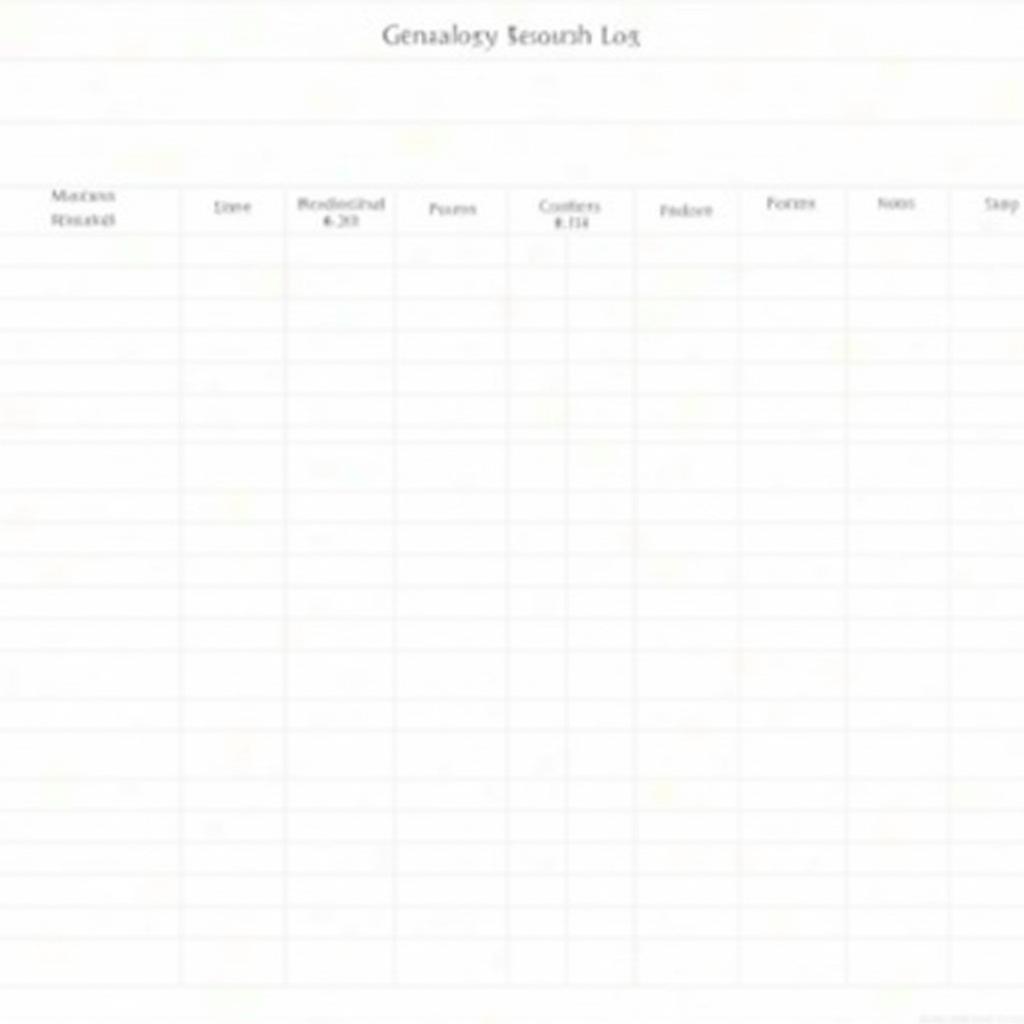 Example of a Genealogy Research Log Template