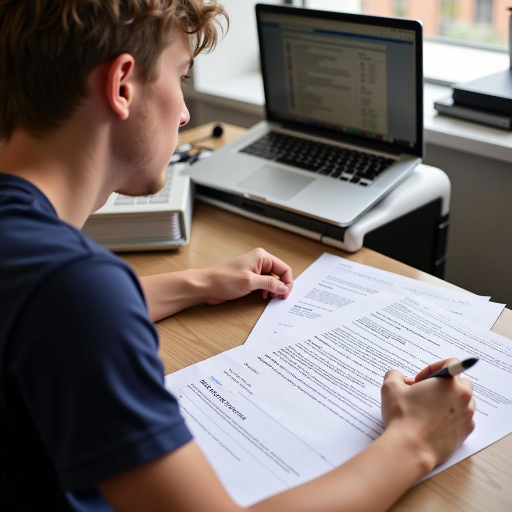 Student reviewing application materials for the Georgia Tech Summer Research Program