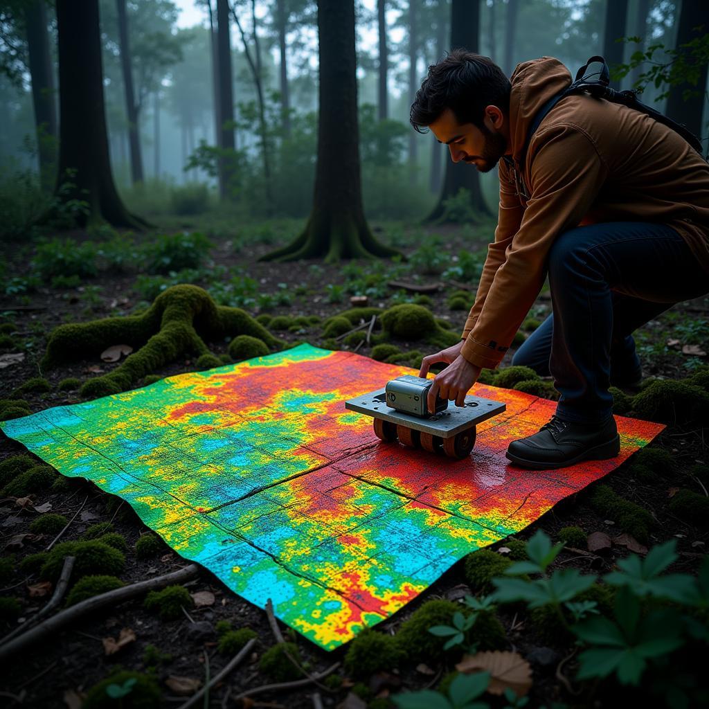 Ground penetrating radar being used in a geological survey