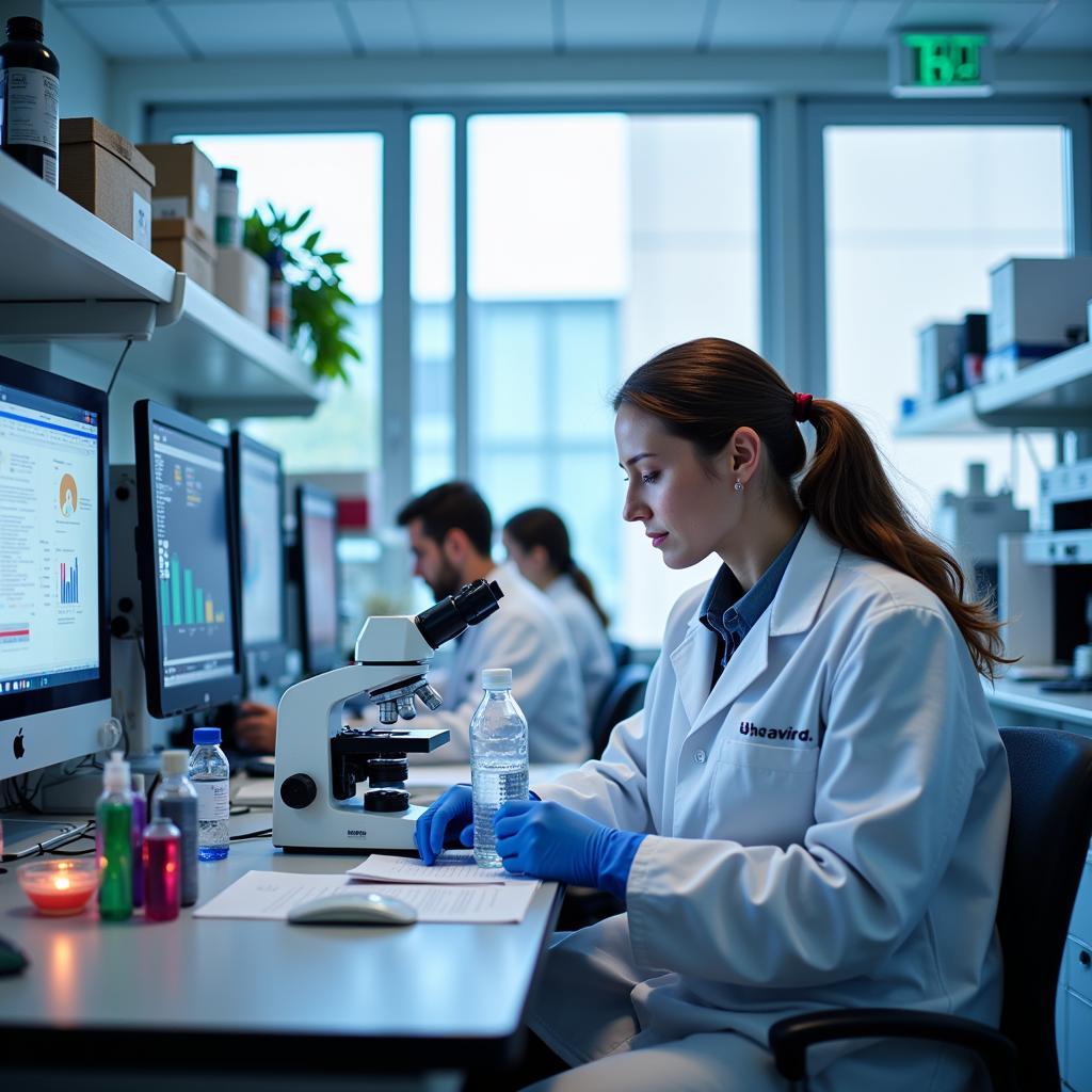 Scientists working in a Harvard University cancer research lab