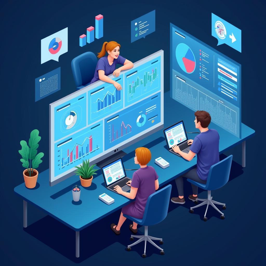 Healthcare market research analysts studying data charts and graphs.