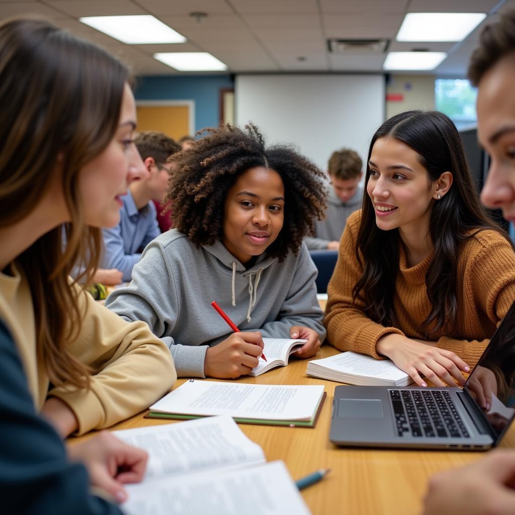 High school students researching various topics for their projects