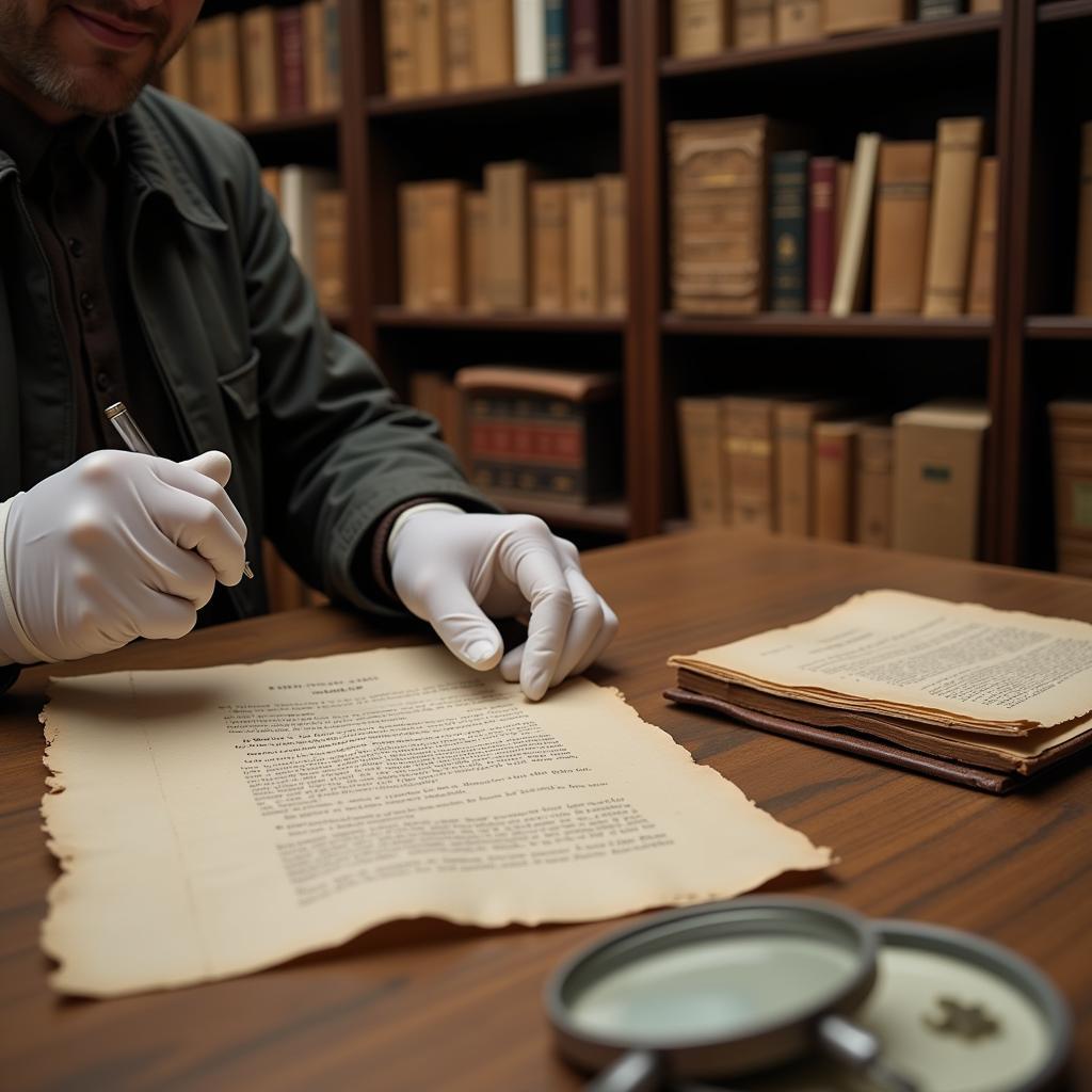 A History Researcher Examining Historical Documents