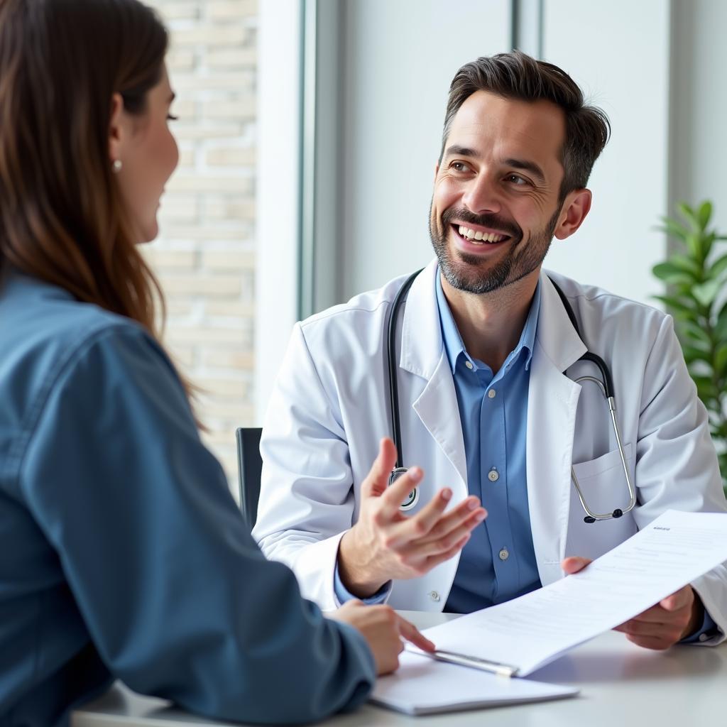 A medical professional explaining the study to a participant