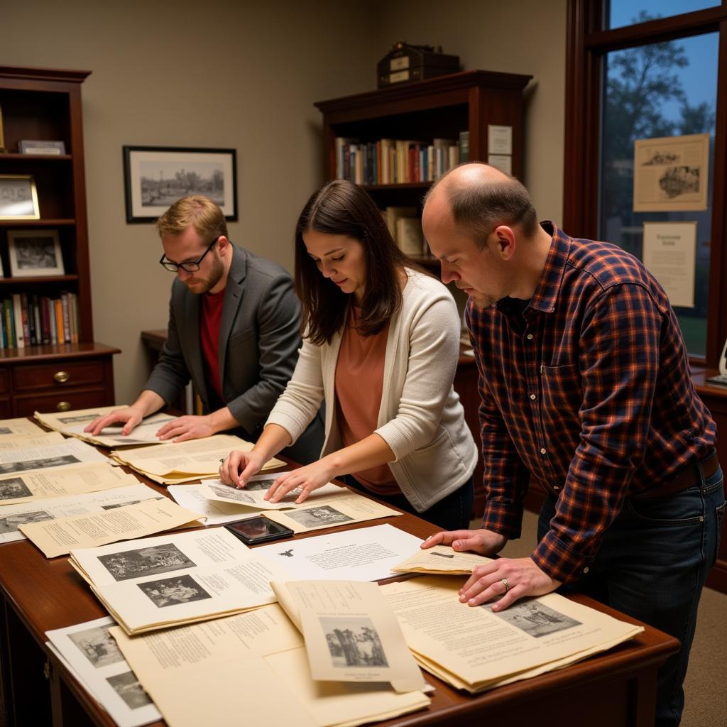 Researchers Examining Archival Documents and Photographs at the Houston History Research Center