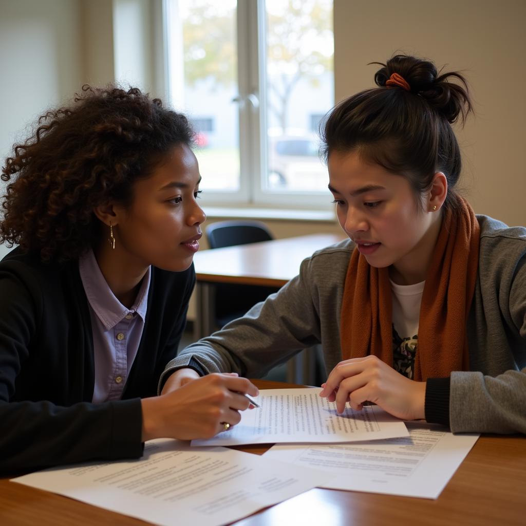 A social worker discusses informed consent with a homeless youth.