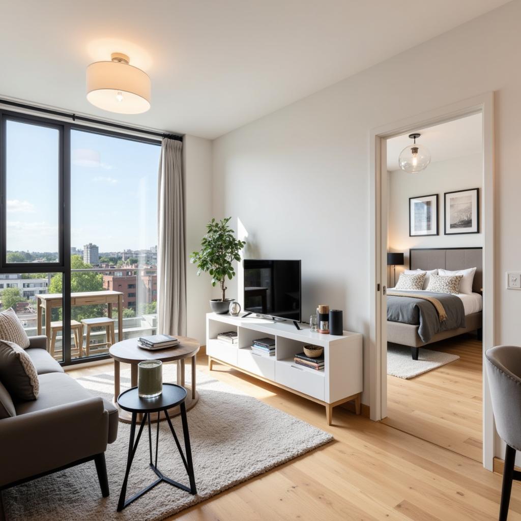 Interior view of a modern apartment at Innovation Flats, highlighting spacious living areas and stylish design.