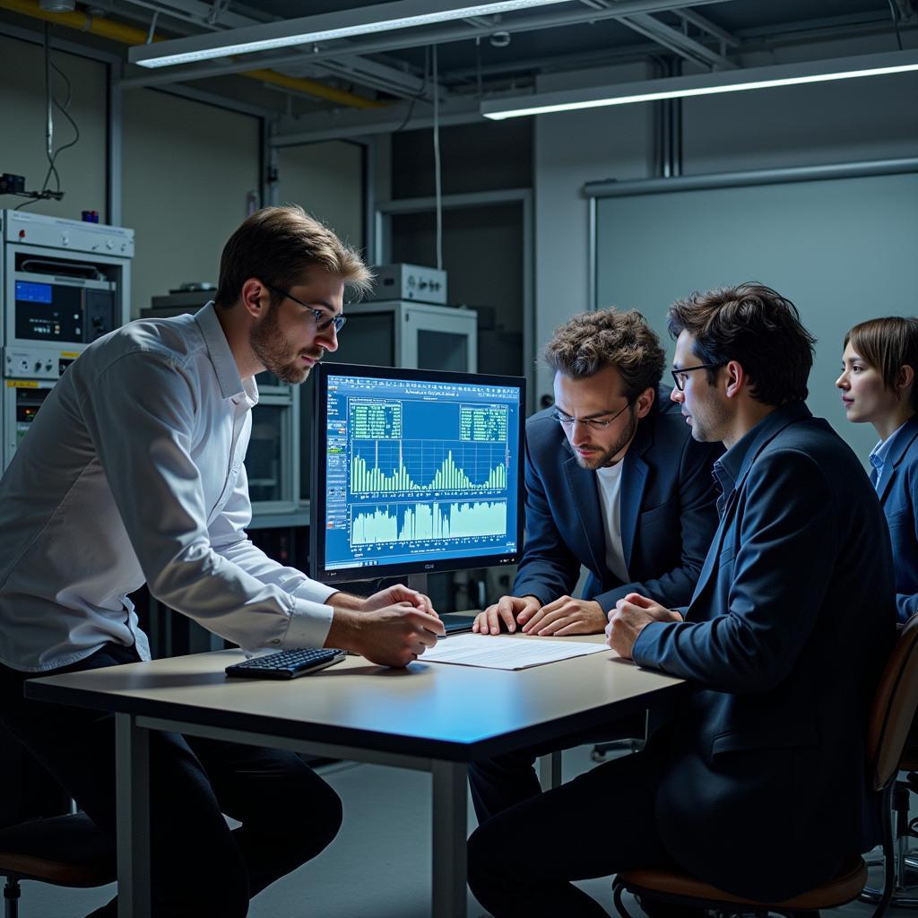 Image of a diverse team collaborating on paranormal research