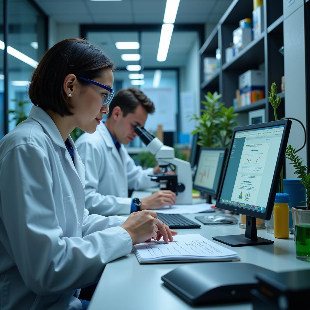 Scientists working in a lab at Iowa State University Horticulture Research Station