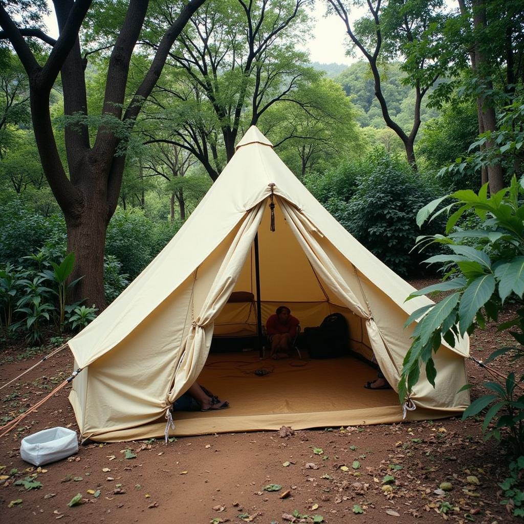 Jane Goodall's early camp setup in Gombe