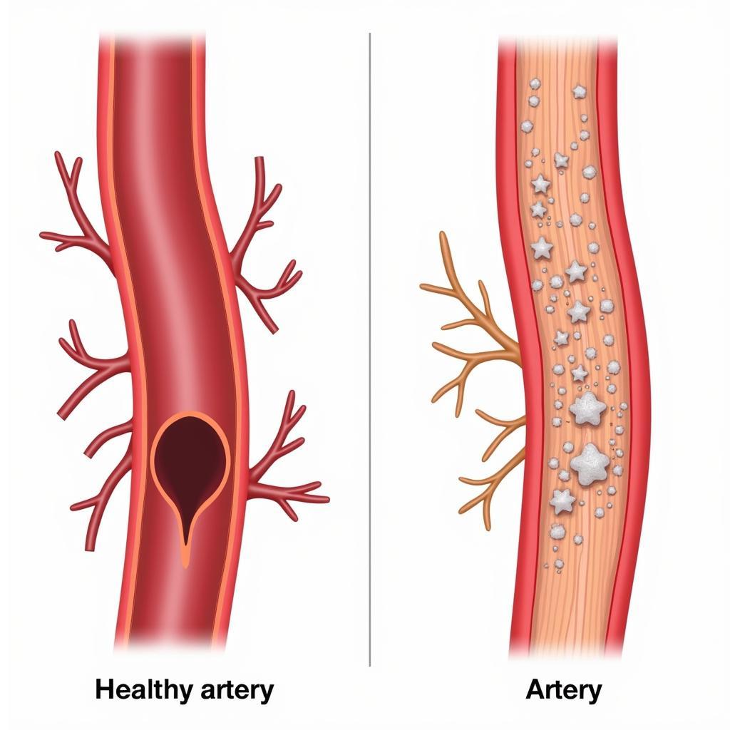 K2 and Cardiovascular Health: Illustration of Artery with and without Calcium Deposits