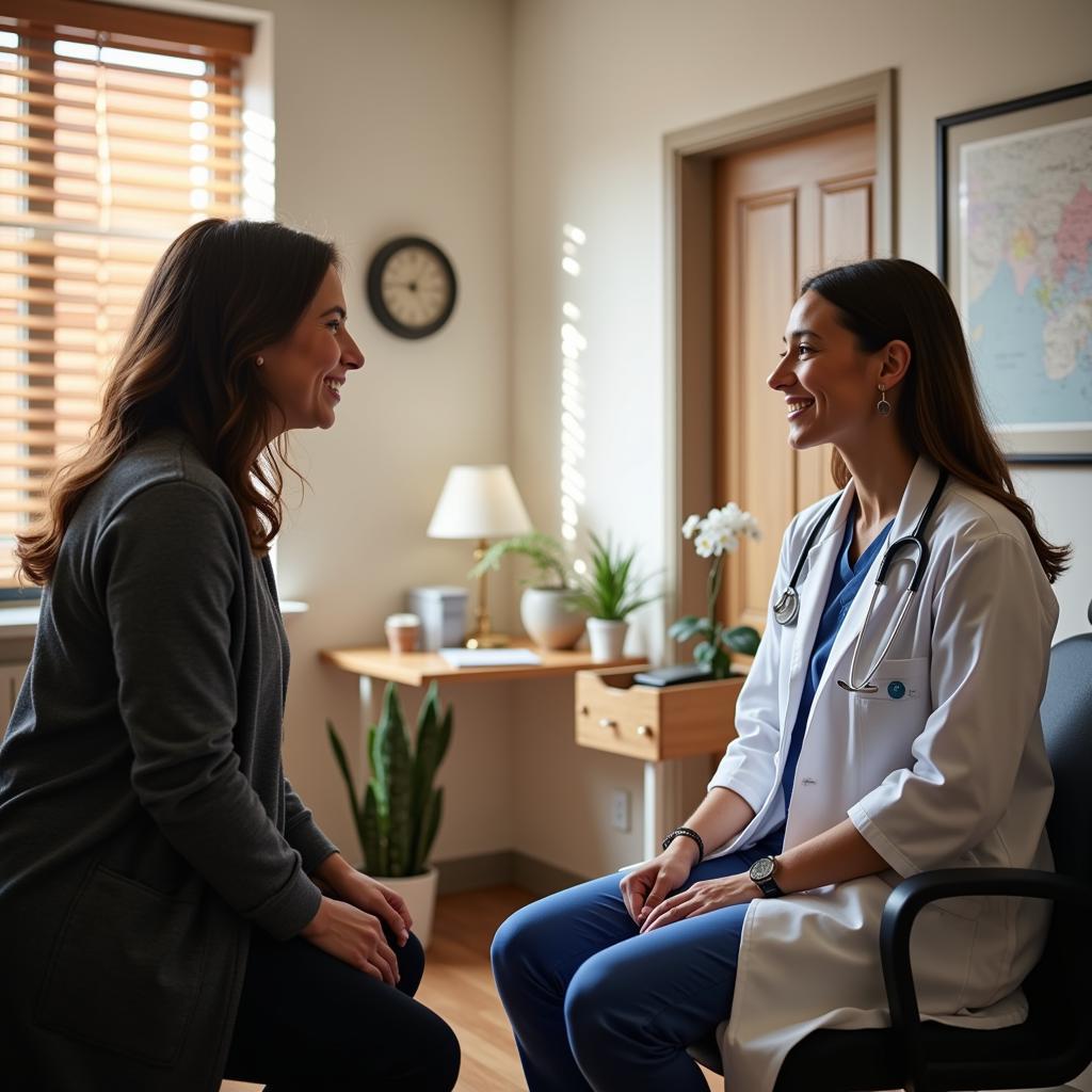 A doctor consulting with a patient at the Krannert Cardiovascular Research Center