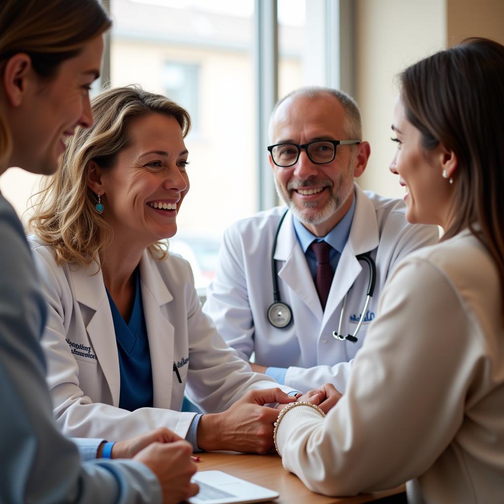 Medical professionals interacting with a patient