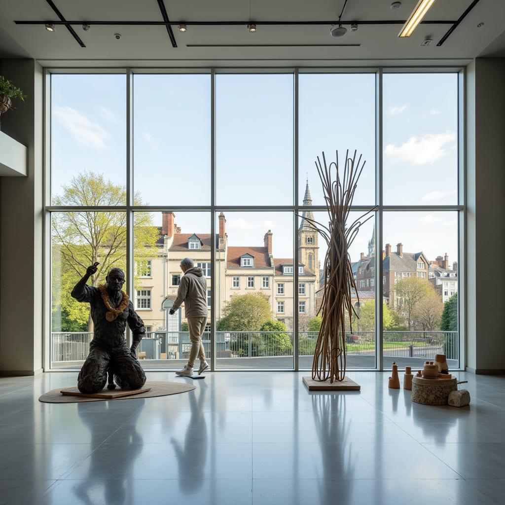 Modern building with art installations, representing a London arts-based research centre