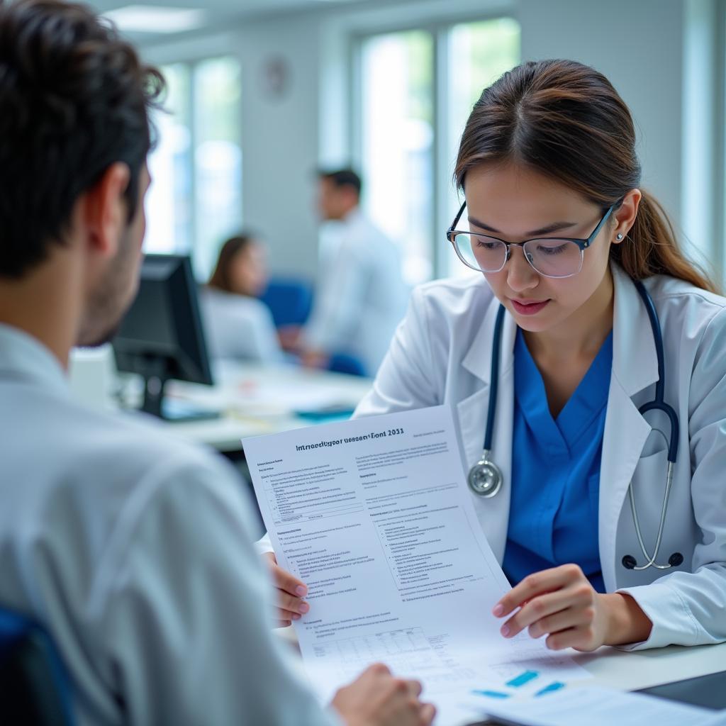 LPN Reviewing Patient Chart in Research Setting