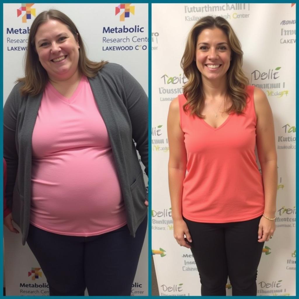 A before-and-after photo of a person who lost weight at Metabolic Research Center Lakewood CO