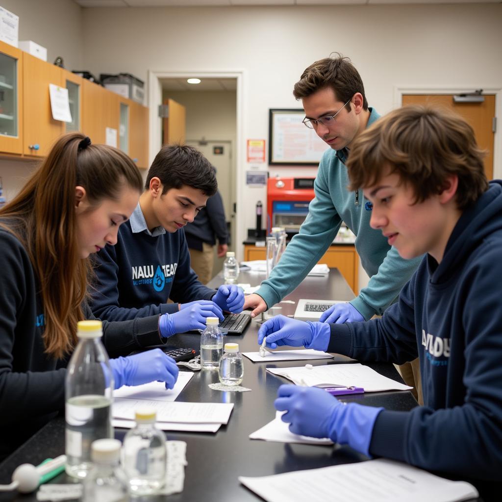 Students conducting research in an NAU lab