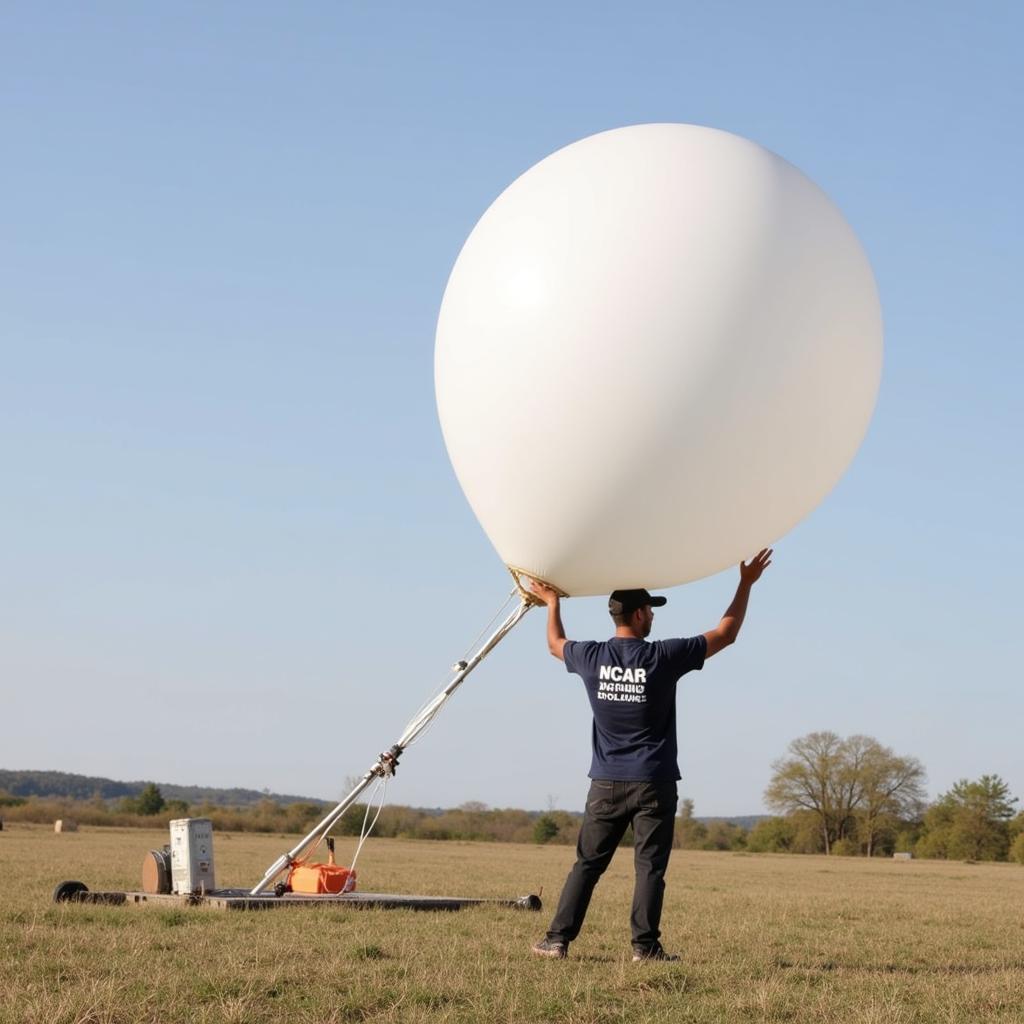 NCAR Scientist Preparing Weather Balloon Launch